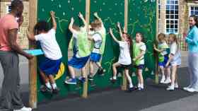 School children climbing