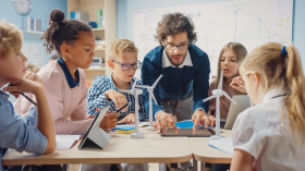 Teacher discusses wind turbines