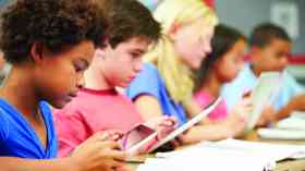 Kids using mobile technology