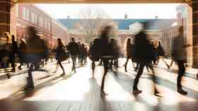 Kids rushing at school.