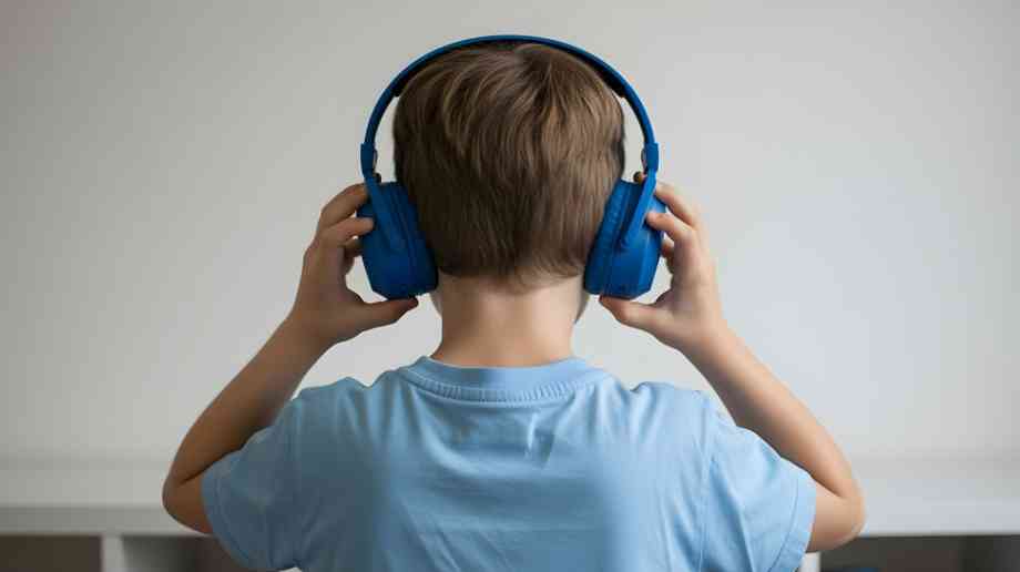 Young boy with headphones on