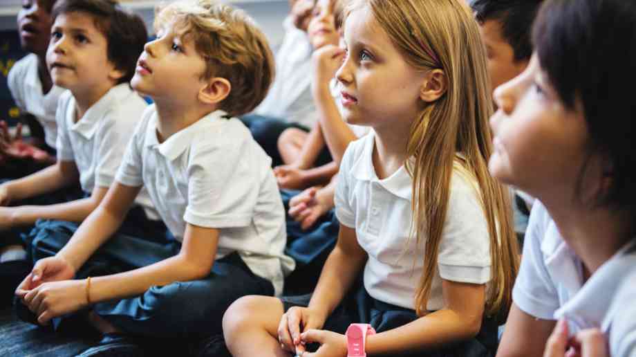 School children sat in a row