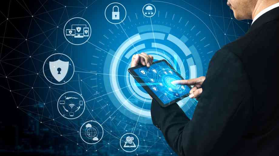 Person logging into a network on a tablet.