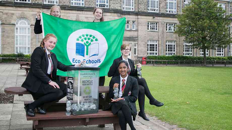 Eco students at Harrogate Grammar School, standing, Isabella Cornell-Codling and Josie Robinson, seated, Emily Eggleston, Anjali Arthur and Charlotte Carlyon