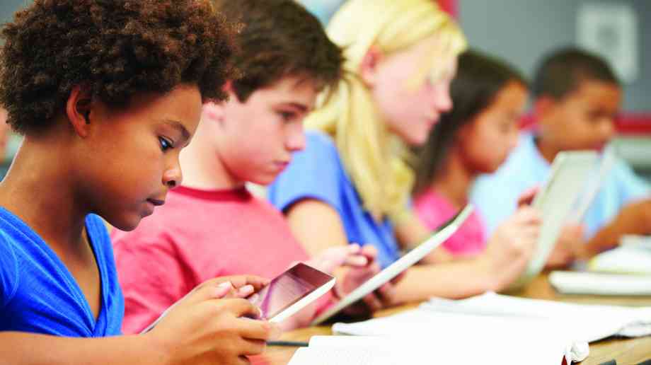 Kids using mobile technology