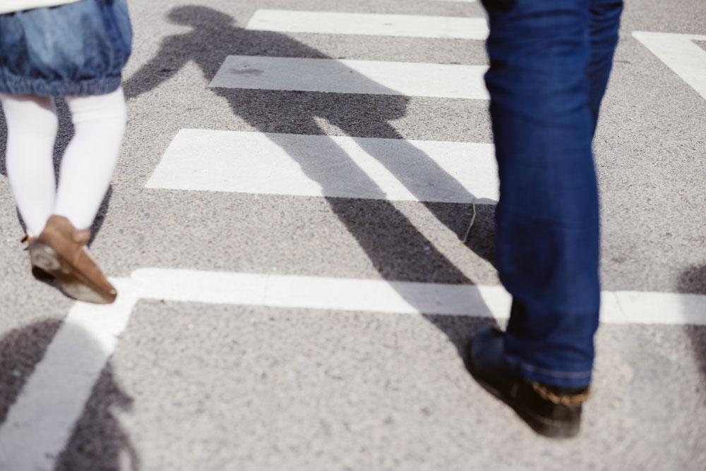 Child and dad walking