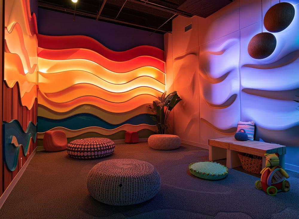Sensory room with bright colours
